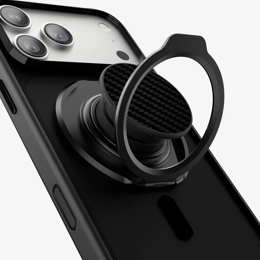 FLOLAB ForgeGrip Magnetic Stand & Phone Grip for iPhone Magsafe, Compatible with Android Phone - Carbon Fiber