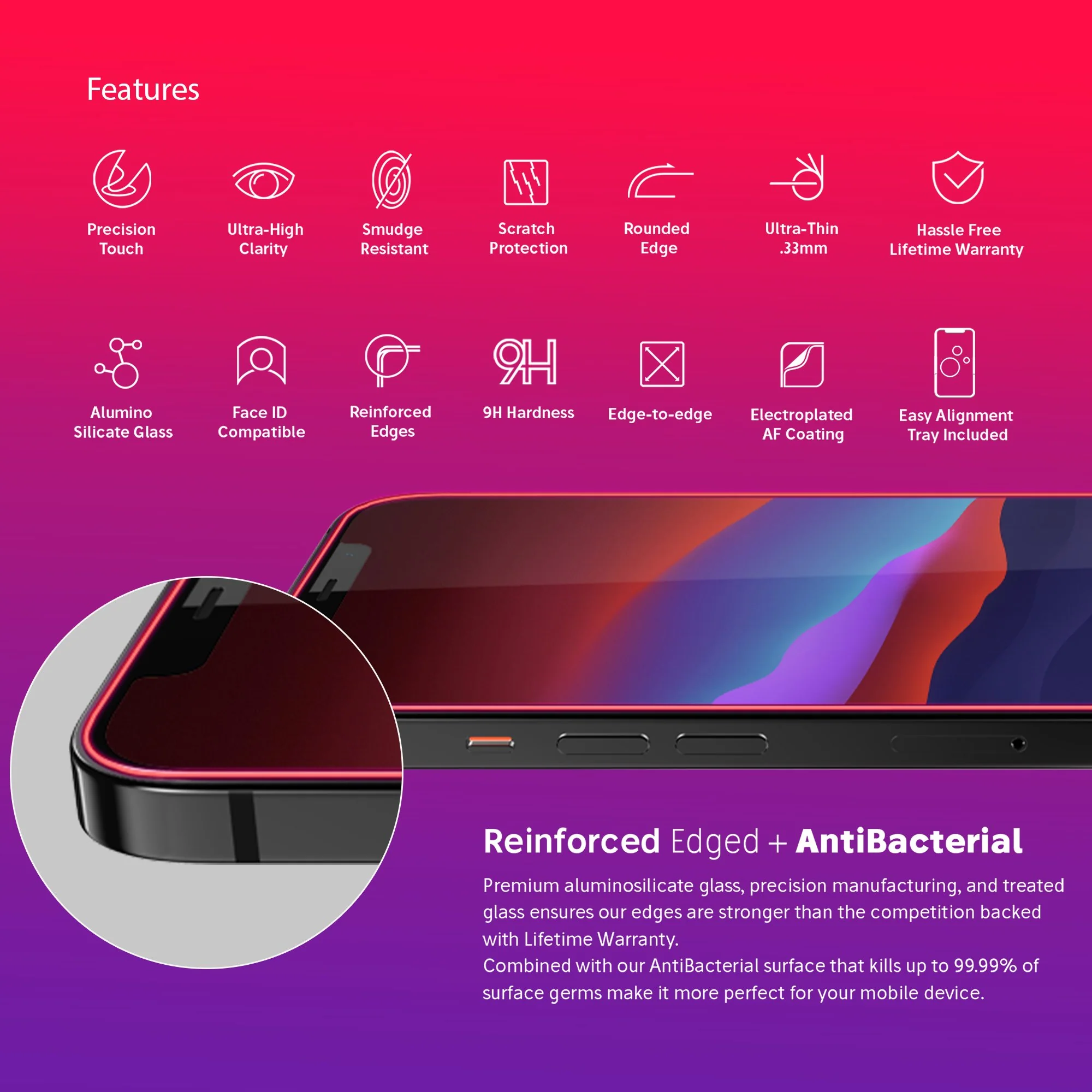NanoArmour for iPhone 12 mini Screen Protector Edge-to-Edge - Image 2