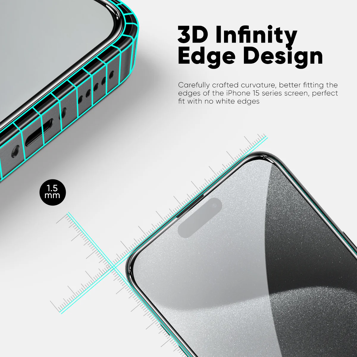 NanoArmour ONETIME PRO Privacy Anti Reflective 3D Infinity Edge – iPhone 16 / 15 Series - Image 13