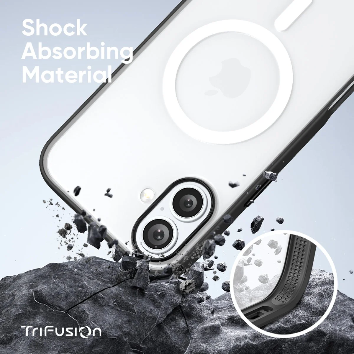 FLOLAB Surtect Tri-Fusion MagSafe Compatible Case – iPhone 16 Series (Black Frost White Ring) - Image 7