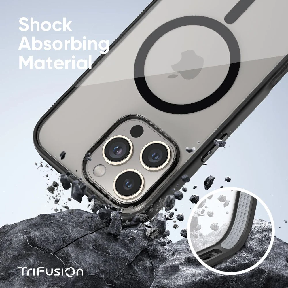 FLOLAB Surtect Tri-Fusion MagSafe Compatible Case β iPhone 16 Series (Black Clear) - Image 3
