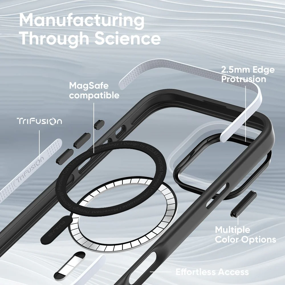FLOLAB Surtect Tri-Fusion MagSafe Compatible Case β iPhone 16 Series (Black Clear) - Image 4