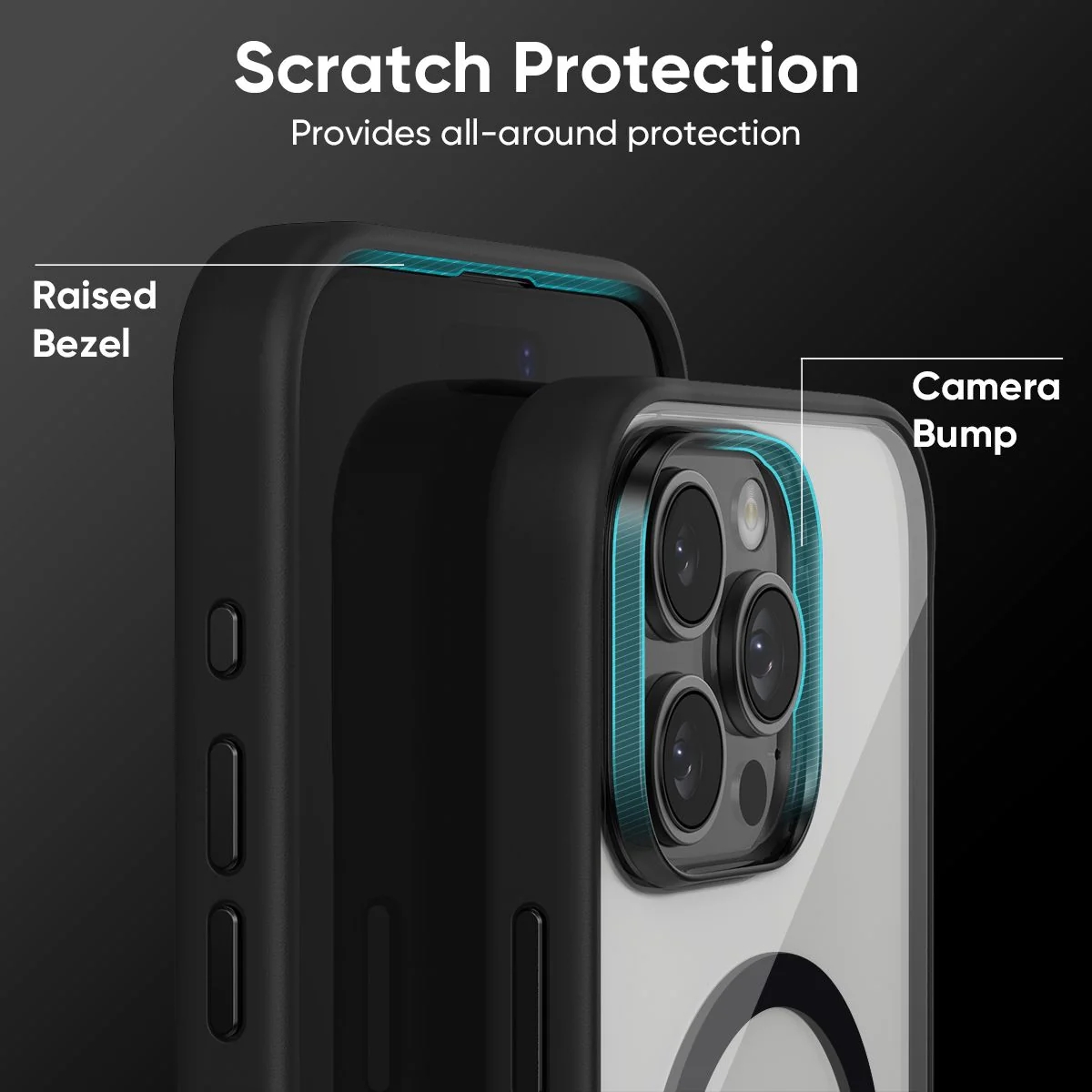 FLOLAB Surtect Tri-Fusion MagSafe Compatible Case β iPhone 16 Series (Black Clear) - Image 5