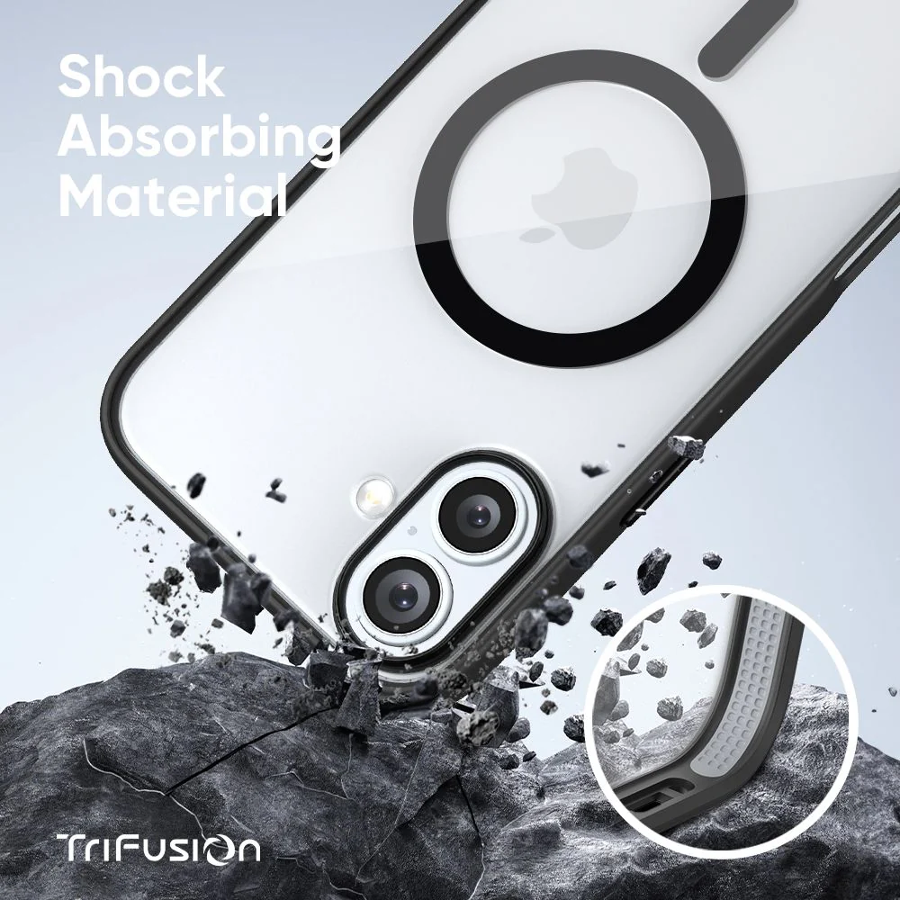 FLOLAB Surtect Tri-Fusion MagSafe Compatible Case β iPhone 16 Series (Black Clear) - Image 7
