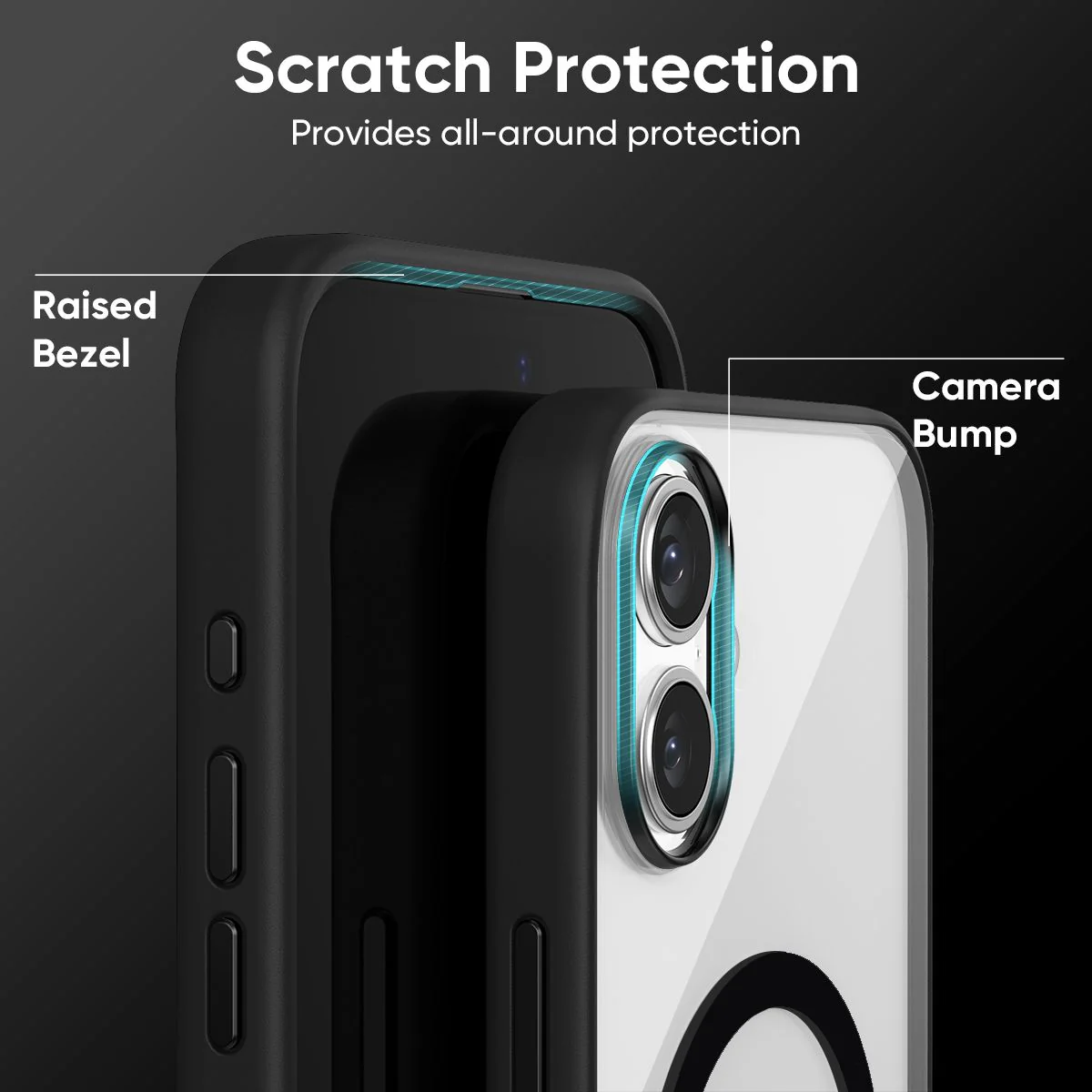 FLOLAB Surtect Tri-Fusion MagSafe Compatible Case β iPhone 16 Series (Black Clear) - Image 9