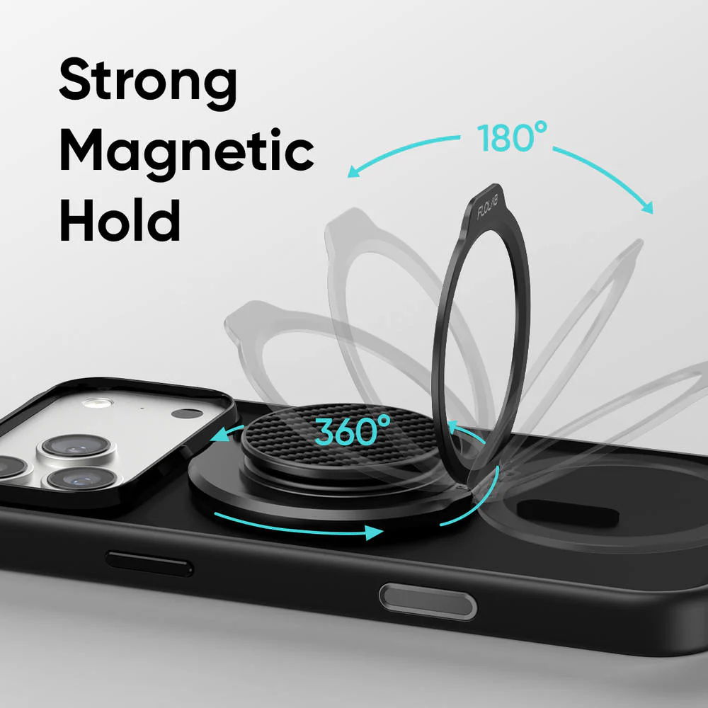 FLOLAB ForgeGrip Magnetic Stand & Phone Grip for iPhone Magsafe, Compatible with Android Phone - Carbon Fiber - Image 4